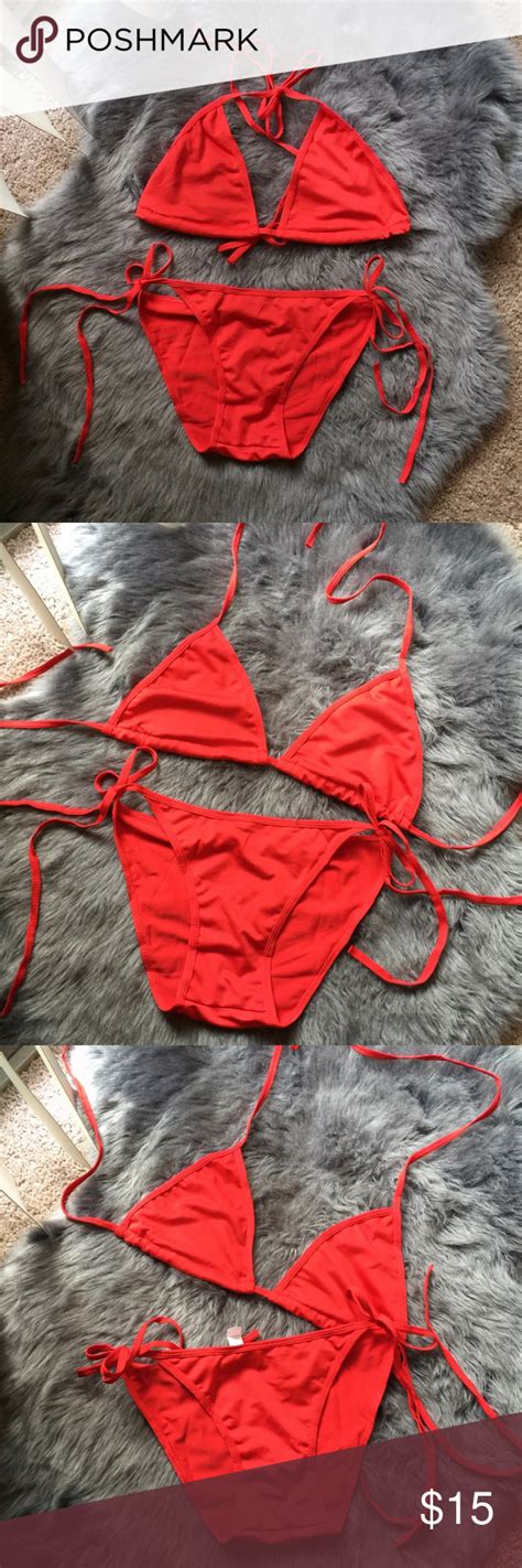 Classic Cherry Red Triangle Two Piece Bikini Set Bikinis Two Piece