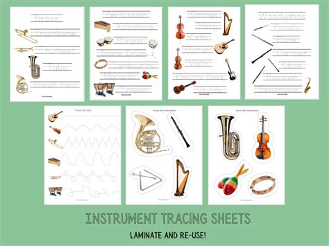 Music Instruments Preschool Printable Line Tracing Writing Practice Pre ...