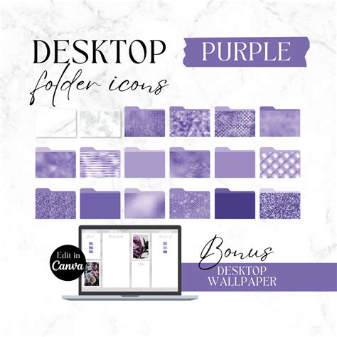 Desktop Icons PURPLE, Aesthetic MacBook Folders, Glitter Desktop Icons ...