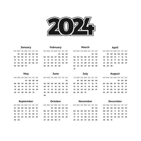 Vettore Gratuito Del Modello Di Calendario 2024 Vettore Premium