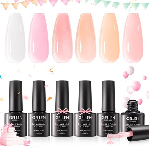 Gellen Jelly Gel Nail Polish Colors Sheer Milky White Pink Nude Gel Polish Set Translucent