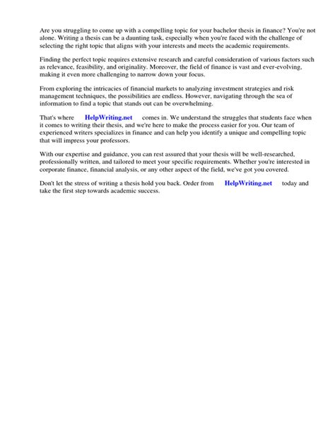 bachelor thesis topics finance
