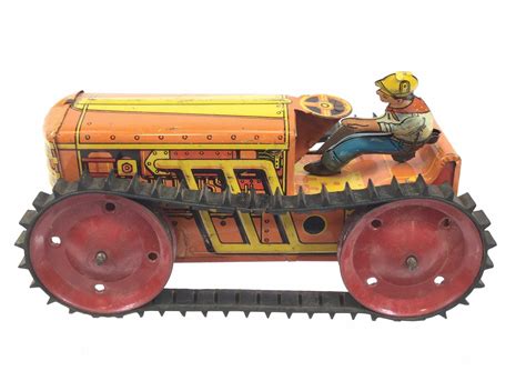 Lot Vintage Marx Tin Litho Wind Up Tractor Toy