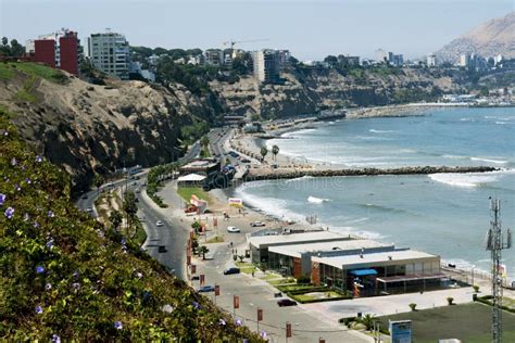 Miraflores Peru Bajada Armendaris With Luxurious Buildings And Highway