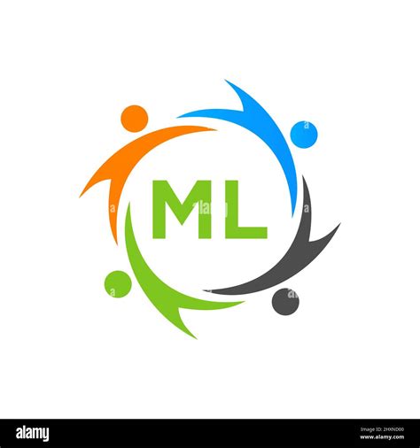 Charity Logo Template On Letter ML Initial Unity Foundation Human Logo