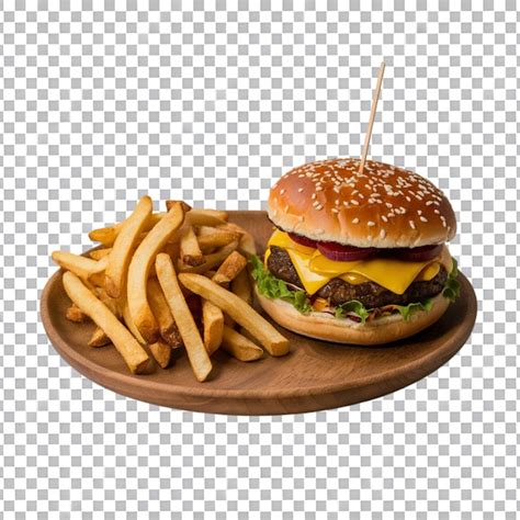 Premium Psd Delicious Burger With French Fries