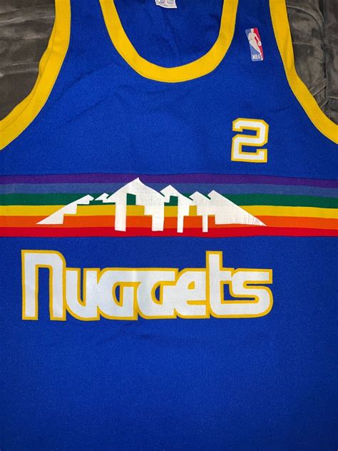 Alex English Sand Knit Denver Nuggets Rainbow Jersey Xl Nba Mutombo