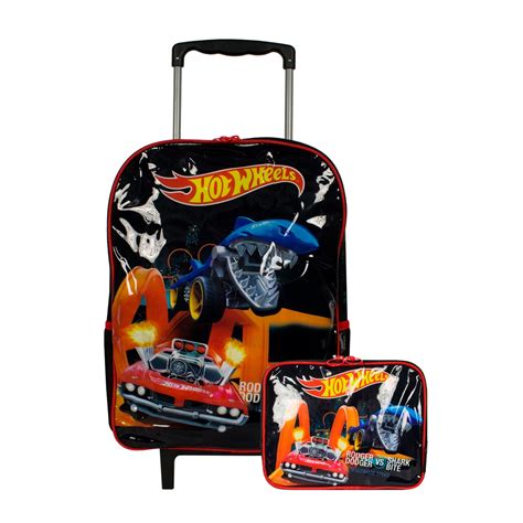 Kit Mochila De Rodinha E Lancheira Hot Wheels Dodger Vs Shark