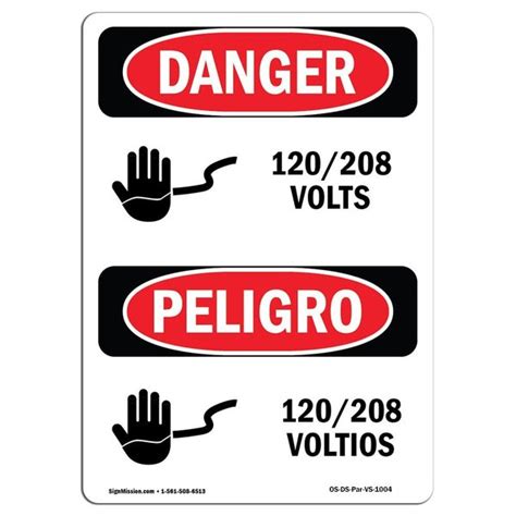 Signmission Safety Sign OSHA Danger 18 Height Aluminum 120 208