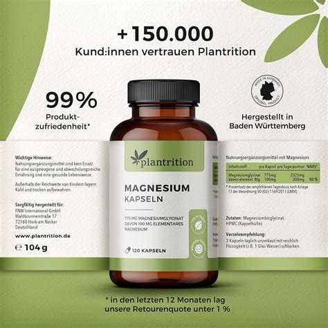 Magnesium Bisglycinat Kapseln Hochdosiert Mg Pro Dosis