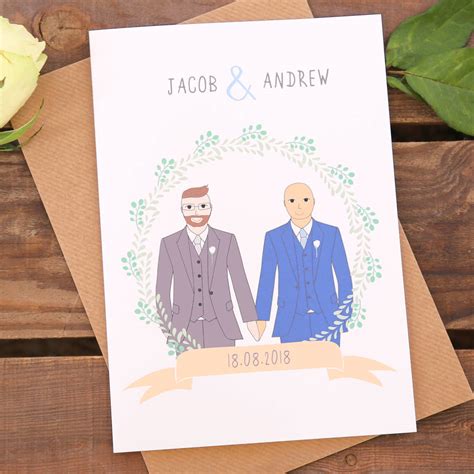 Mr And Mr Gay Wedding Or Civil Partnership Card By Sunny Clouds