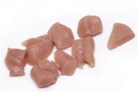 Top View Of Raw Chicken Fillet Chunks On White Stock Photo Image Of