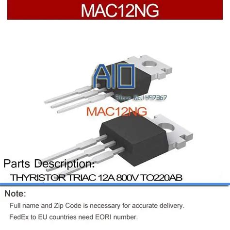 MAC12NG THYRISTOR TRIAC 12A 800V TO220AB MAC12N Semiconductor 12 MAC12 ...