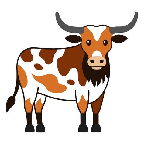 Premium Vector English Longhorn Cattle Cow Speaks Kawaii