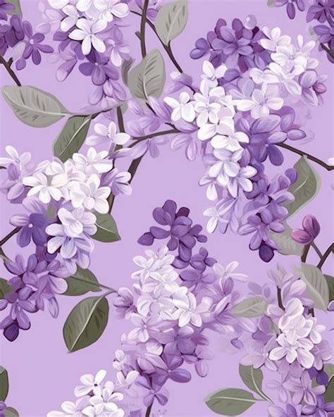 Premium Ai Image Lilac Seamless Pattern Ai Generative