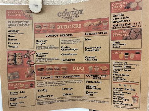 Menu At Cowboy Burgers BBQ Riverside