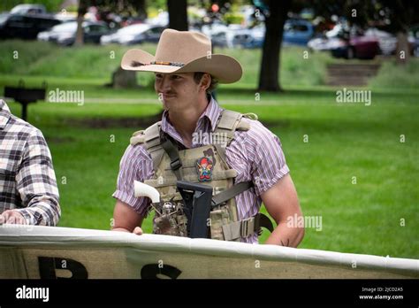 June 11 2022 Coeur D Alene Idaho Usa A Man Armed With A Rifle And