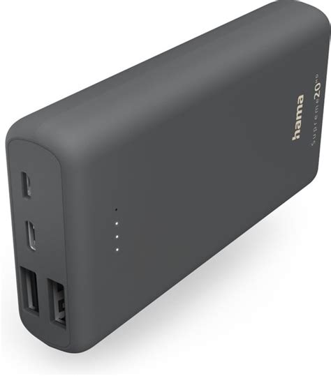 Hama Supreme 20HD Powerbank 20000 MAh LiPo USB A USB C Donkergrijs