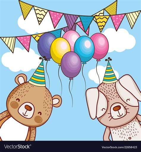 Happy birthday card cartoons Royalty Free Vector Image