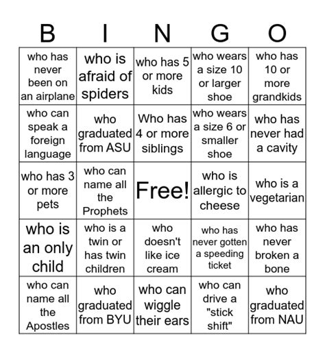 Mingle Bingo Card