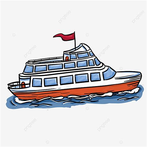 Cruise Ship Clipart Transparent PNG Hd, Cartoon Style Clipart Red ...