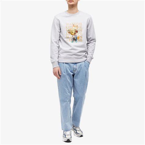 Maison Kitsune Fox Champion Regular Crew Sweat Grey Melange End Kr