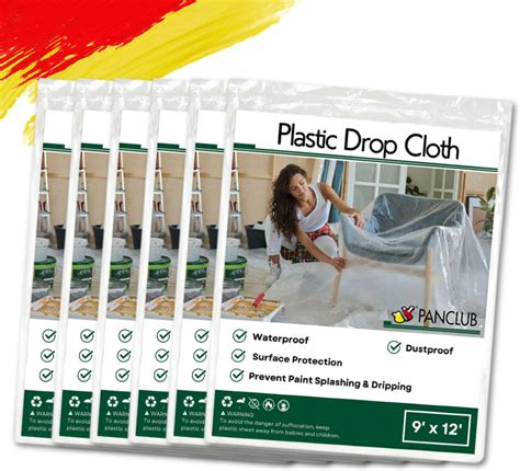 Panclub Plastic Drop Cloth For Painting Dustproof Rectangular Tarps