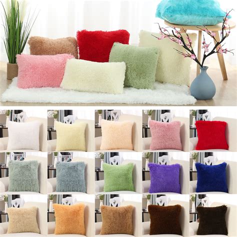 24 X 24 Faux Fur Throw Pillow Cover Sofa Fluffy Cushion Cover Light