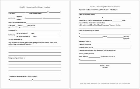 Create A Free Printable Obituary Printable Templates Your Go To