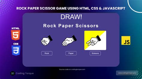 Rock Paper Scissor Game Using Html Css And Javascript Coding Torque