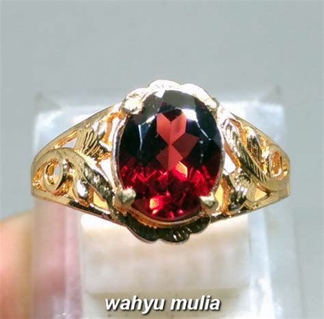 Cincin Cewek Batu Permata Red Garnet Asli Kode 1027 Wahyu Mulia