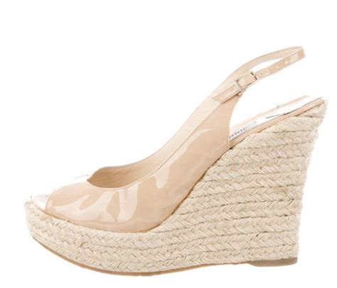 JIMMY CHOO Beautiful Nude Platform Wedge Slingback S Gem