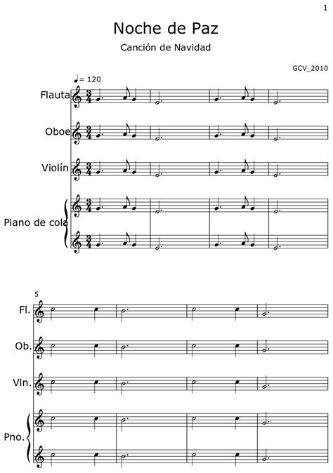 Noche De Paz Sheet Music For Flute Oboe Violin Piano