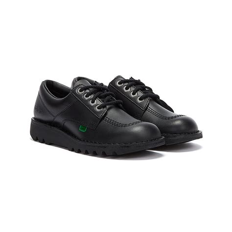 Kickers Kick Lo Youth Black Leather School Shoes – Tower-London.com