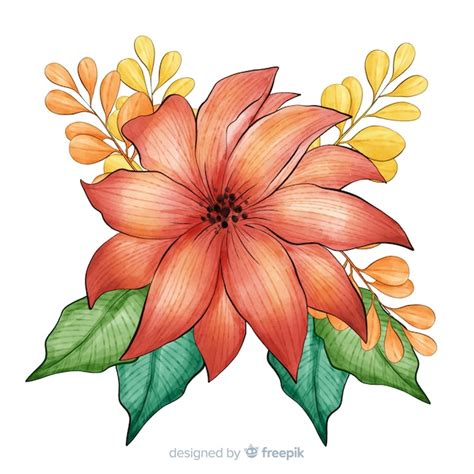 Free Vector Sweet Watercolor Coral Flower