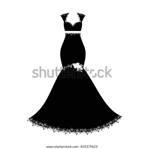 Black Silhouette Wedding Dress Vector Illustration Stock Vector