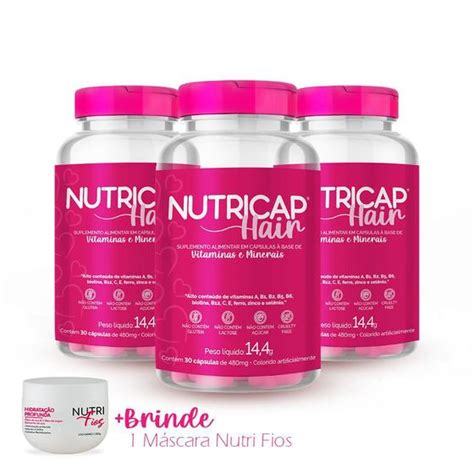 Kit Suplemento Alimentar Nutricap Hair 90 Capsulas Tratamento 90 Dias