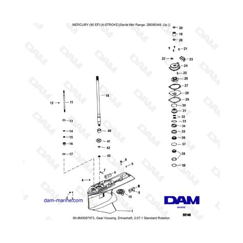 Mercury 90 EFI Gear Housing Driveshaft 2 07 1 Standard Rotation