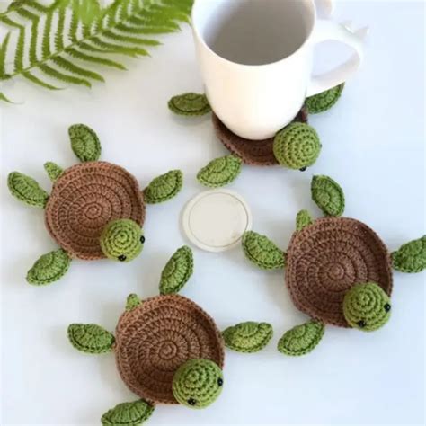 Sous Verres Tortue Faits Main Joli Tissage Au Crochet Dessous Verre