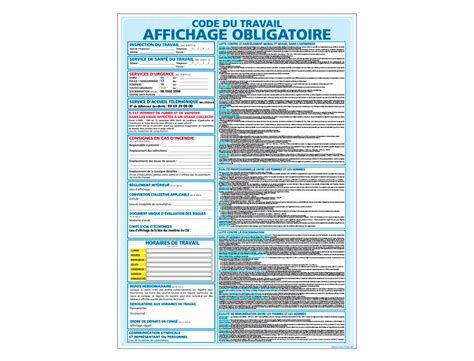 L Ame Du Cinq Panneau Affichage Obligatoire Du Code Du Travail Pvc