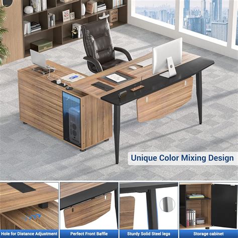 Buy Unikito L Shaped Desk With Power Outlet And Led Light 55 Inch