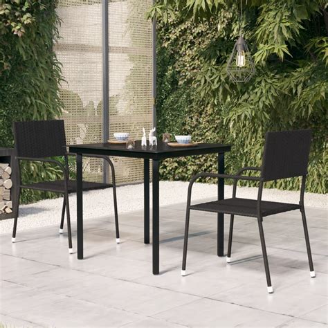 Mesa de jantar para jardim 80x80x74 cm aço e vidro preto BoutikXL