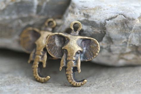 Mykonos Elephant Pendant Charm Antique Brass Greek Cast Etsy Australia