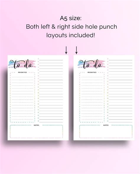 Printable to Do List Planner Insert A5 Planner Page US Letter - Etsy