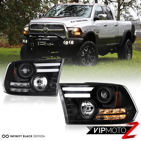 2009 2018 Dodge Ram 1500 2500 3500 Tribal Version Black Led Drl