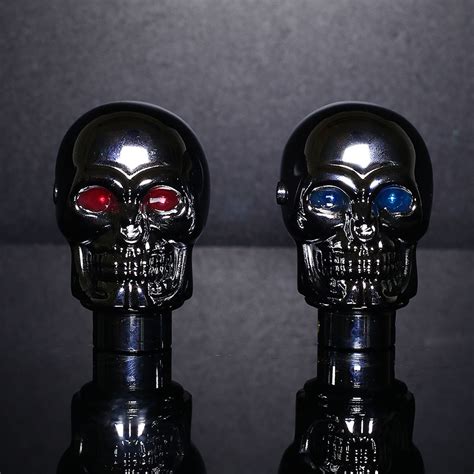 Skull Head Universal Redblue Led Gear Shift Knob Stick Retro Shifter