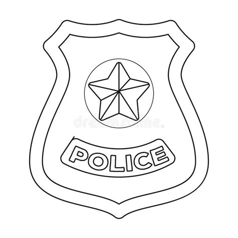 Police Badge Icon In Outline Style Isolated On White Background Police