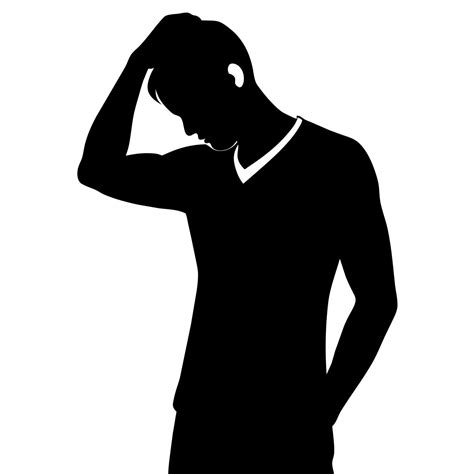 A Man Thinking With Feel Tension Silhouette Vector Art At Vecteezy