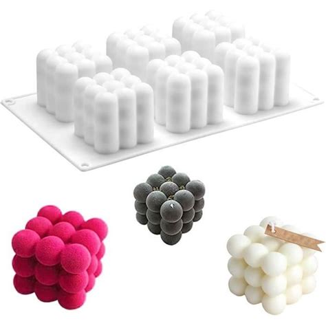 Moule Bougie Silicone Moule 3D Cube Boule Silicone Moule Silicone Diy