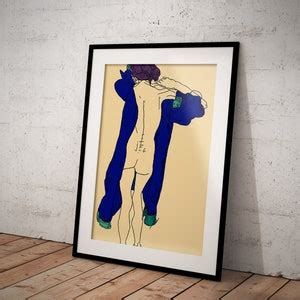 Standing Blue Nude Egon Schiele Expressionism Art Print Etsy